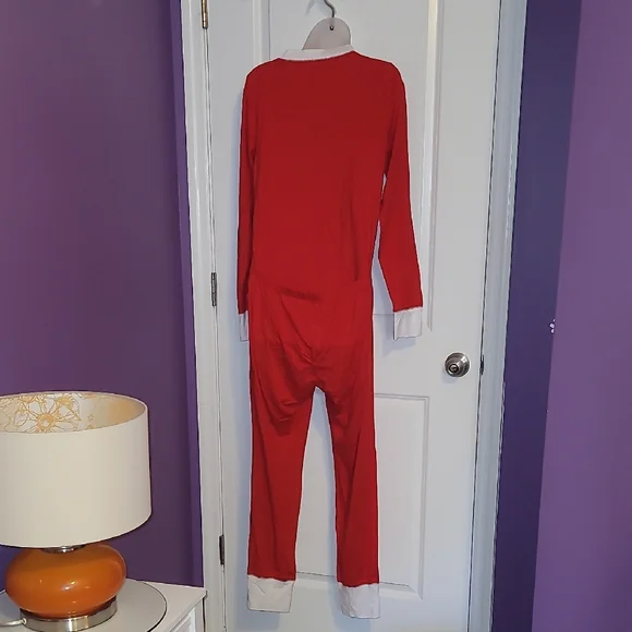 J. Crew Red Women's One Piece Reindeer Pajamas Sz: L - Picture 6 of 8